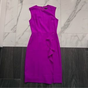 J. Crew NWT Purple Sheath dress with cascade ruffle. Size 0